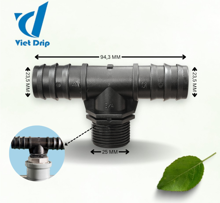 TÊ ỐNG LDPE 25 REN 27