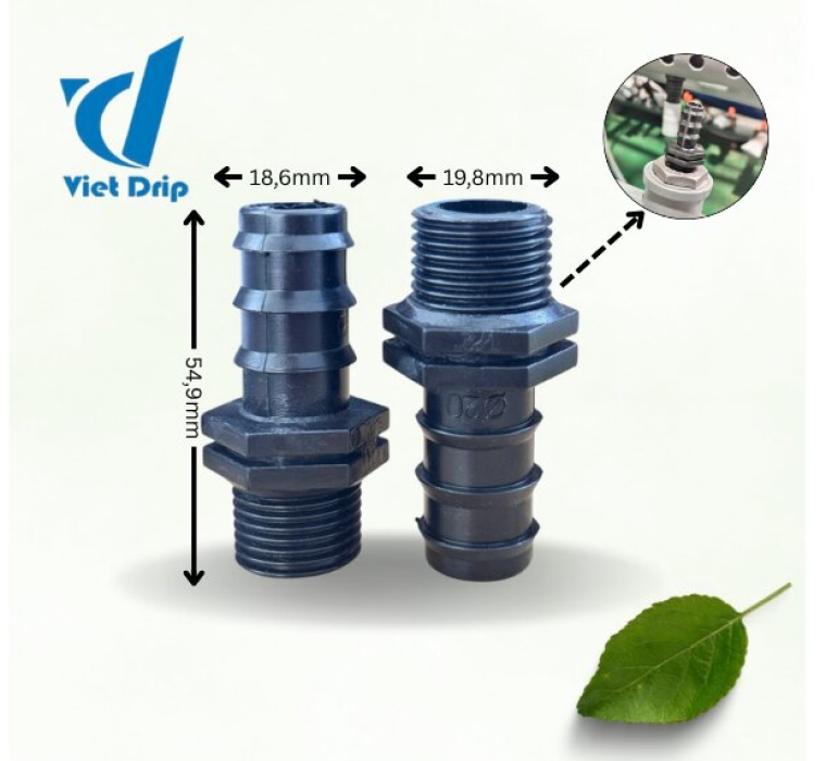 KHỞI THỦY ỐNG LDPE 20MM REN NGOÀI 21MM